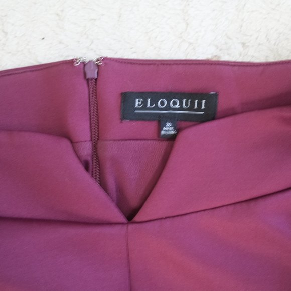 { Eloquii Dress } Plum Wine Tulip Sleeved Knee Length - Picture 7 of 9